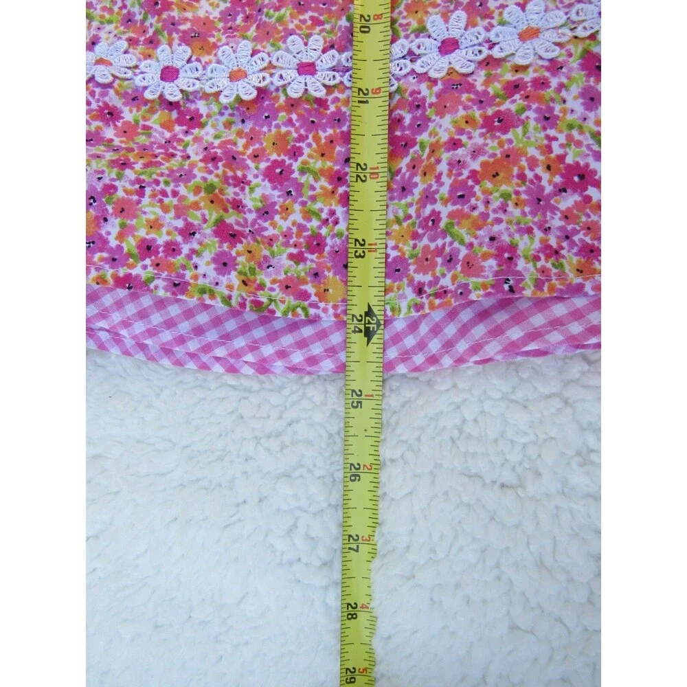 Girls Size 6 Tank Dress Pink Floral Print Embroidered Flowers Blueberi Boulevard
